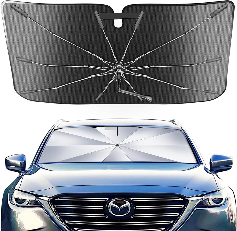 Epltion Portable for Mazda CX-9 CX9 2016-2025 Windshield Sunshade Umbrella with Carry Bag, 2 in1 Ice Crystal Durable Compact Shade Umbrella UPF50+ UV Front Window Heat Insulation Protection Outdoor Camping - Image 1
